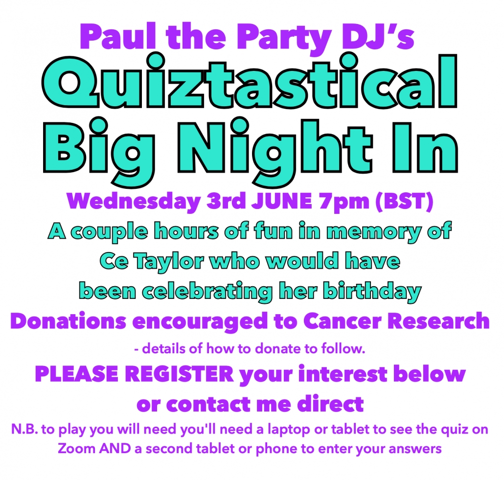 Quiztastical Big Night In For Ce poster